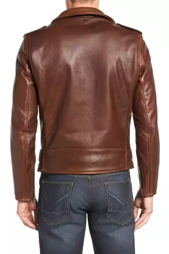men's brown sheepskin cafe racer jacket band collar racer style