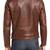 Men's genuine sheep leather jacket motorcycle brown cafe racer style jacket-cl-m005