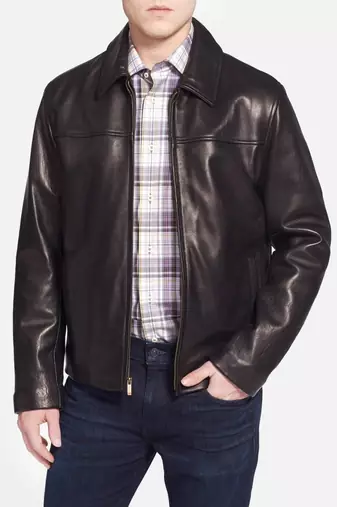 men's black sheepskin cafe racer jacket band collar racer style stylish