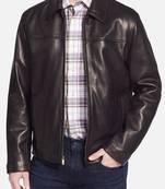 Men's genuine sheep leather jacket motorcycle black cafe racer style jacket-cl-m008