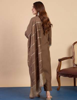 Brown color beautiful embroidered graceful partywear ceremonial suit 2