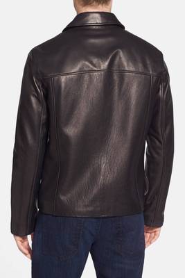 men's black sheepskin cafe racer jacket band collar racer style stylish 2