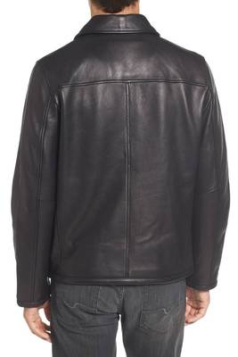 men's black sheepskin cafe racer jacket band collar racer style genuine 2