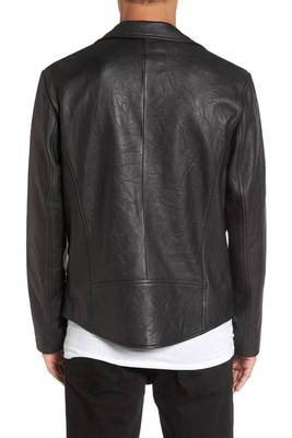 men's black sheepskin cafe racer jacket band collar racer style superior 2