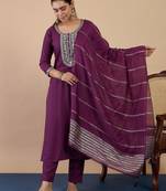 Purple color beautiful embroidered graceful partywear ceremonial suit