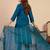 Teal blue color beautiful embroidered graceful partywear ceremonial suit