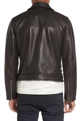 men's black sheepskin cafe racer jacket band collar racer style refined 2