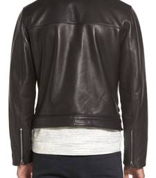 Men's genuine sheep leather jacket motorcycle black cafe racer style jacket-cl-m15