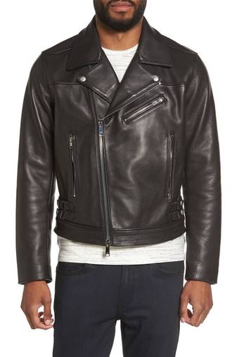 men's black sheepskin cafe racer jacket band collar racer style refined