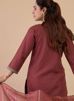 Brown color beautiful embroidered graceful partywear ceremonial suit 2