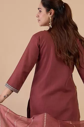Brown color beautiful embroidered graceful partywear ceremonial suit