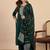 Green color beautiful embroidered graceful partywear ceremonial suit