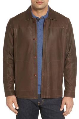 men's brown sheepskin cafe racer jacket band collar racer style modern 1