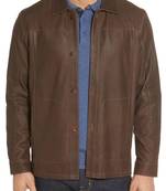Men's genuine sheep leather jacket motorcycle brown cafe racer style jacket-cl-m17