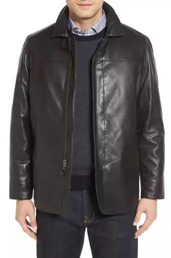 men's black sheepskin cafe racer jacket band collar racer style sophisticated