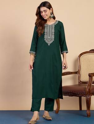 Green color beautiful embroidered graceful partywear ceremonial suit 4