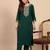 Green color beautiful embroidered graceful partywear ceremonial suit
