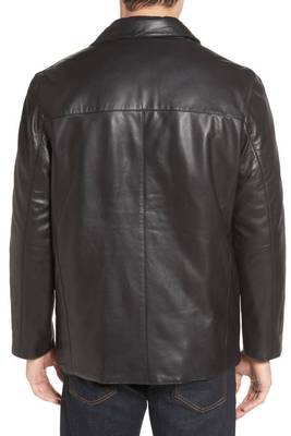 men's black sheepskin cafe racer jacket band collar racer style sophisticated 2