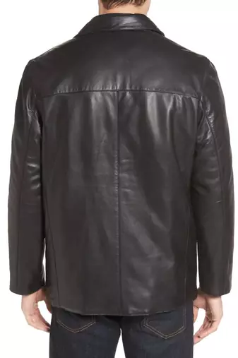 men's black sheepskin cafe racer jacket band collar racer style sophisticated