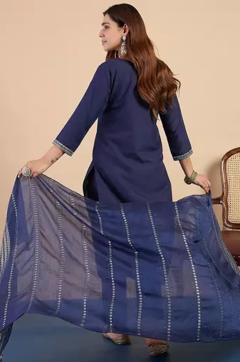 Nevy blue color beautiful embroidered graceful partywear ceremonial suit