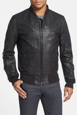 men's black sheepskin cafe racer jacket band collar racer style classic 2