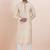 Beige color jacquard silk premium designer festive wear kurta pyjama set