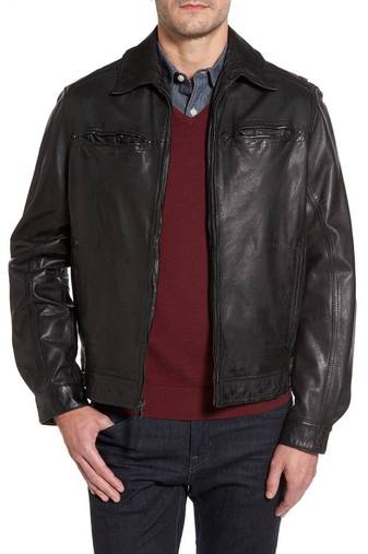 men's black sheepskin cafe racer jacket band collar racer style versatile