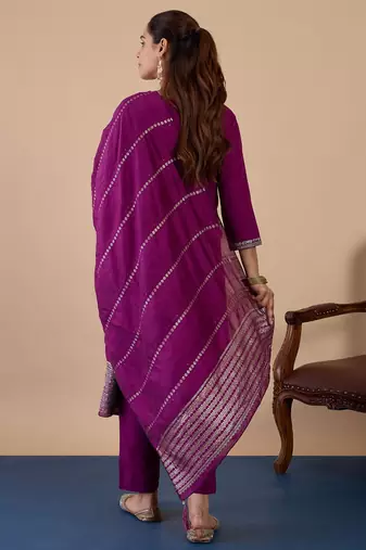 Purple color beautiful embroidered graceful partywear ceremonial suit
