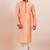 orange color cotton silk jacquard premium designer festive wear kurta pyjama set