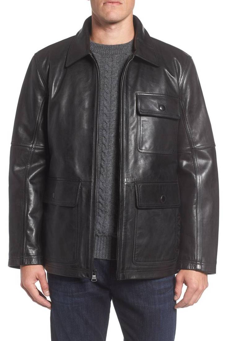 Men's genuine lambskin leather jacket leather motorcycle biker racer style jacket-cl-m26