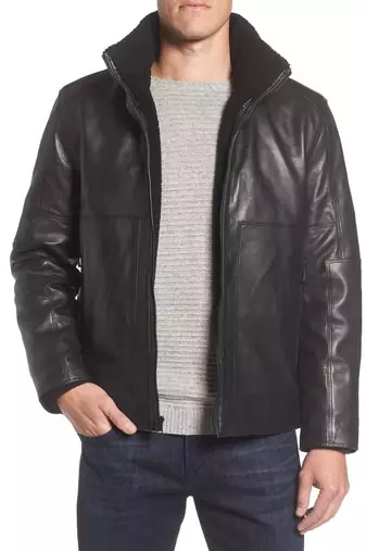 men's genuine lambskin leather biker jacket classic moto zip style modern