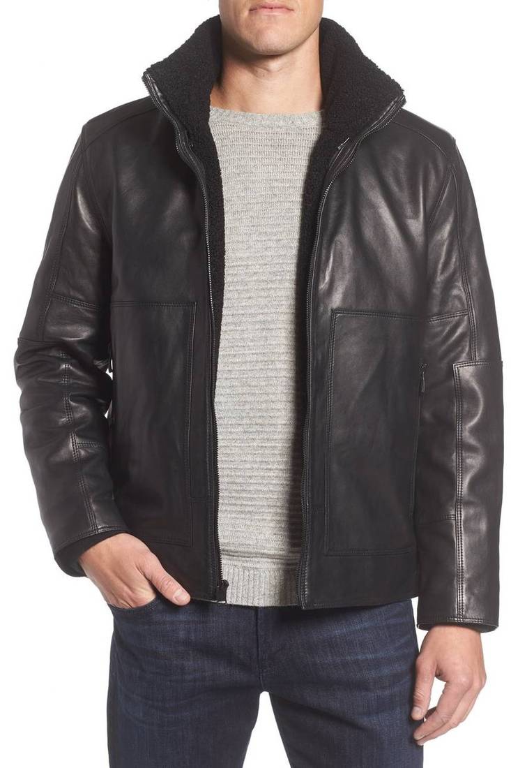Men's genuine lambskin leather jacket  motorcycle biker racer style jacket-cl-m28
