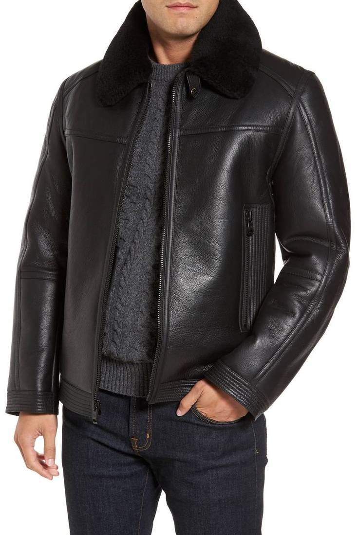 Men's genuine lambskin leather jacket leather motorcycle biker racer style jacket-cl-m29