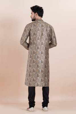 Brown color jacquard silk premium designer festive wear kurta pyjama set 5