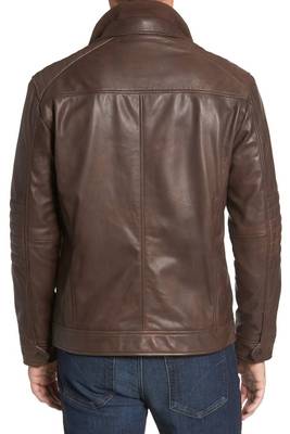 men's brown lambskin leather biker jacket classic moto zip style classic 2