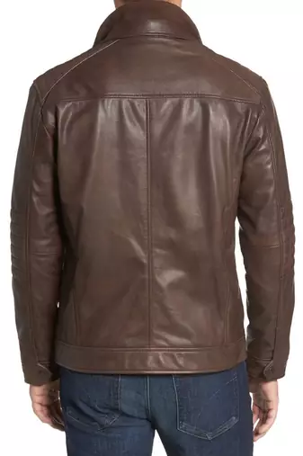 men's brown lambskin leather biker jacket classic moto zip style classic