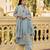 Sky blue color chanderi  fabric designer embroidery work graceful girlie kurta set for party looks
