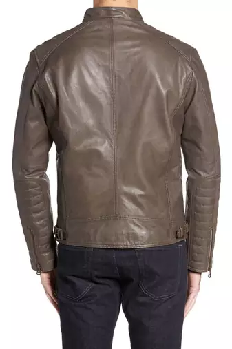 men's genuine lambskin leather biker jacket classic moto zip style genuine