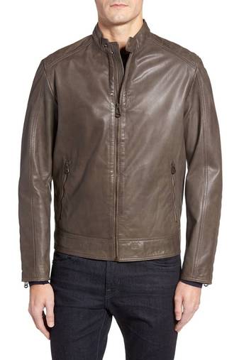 men's genuine lambskin leather biker jacket classic moto zip style genuine