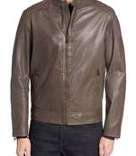 men's genuine lambskin leather biker jacket classic moto zip style genuine