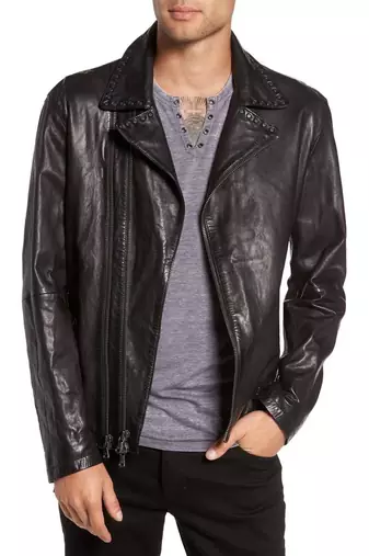 men's genuine lambskin leather biker jacket classic moto zip style refined