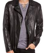 Men's genuine lambskin leather jacket leather motorcycle biker racer style jacket-cl-m36