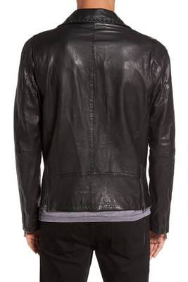 men's genuine lambskin leather biker jacket classic moto zip style refined 2