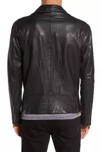 men's genuine lambskin leather biker jacket classic moto zip style refined