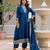 Blue color vichitra silk fabric designer embroidery work graceful girlie kurta set for party looks