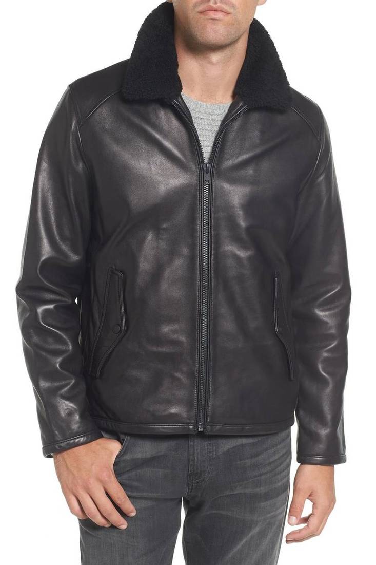 Men's genuine lambskin leather jacket leather motorcycle biker racer style jacket-cl-m38