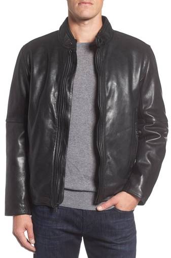 Men's genuine lambskin leather jacket leather motorcycle biker racer style jacket-cl-m42