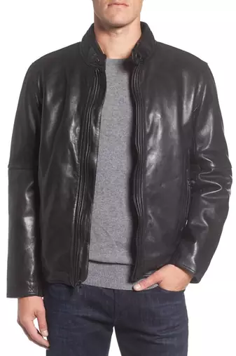 men's genuine lambskin leather biker jacket classic moto zip style distinctive