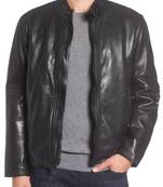 men's genuine lambskin leather biker jacket classic moto zip style distinctive
