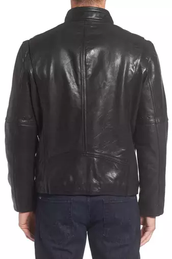 men's genuine lambskin leather biker jacket classic moto zip style distinctive